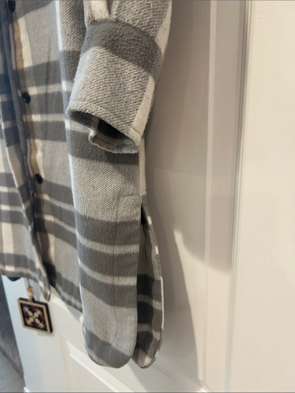 Banana Republic Gray, White & Brown Plaid Utility Jacket - Picture 5 of 10